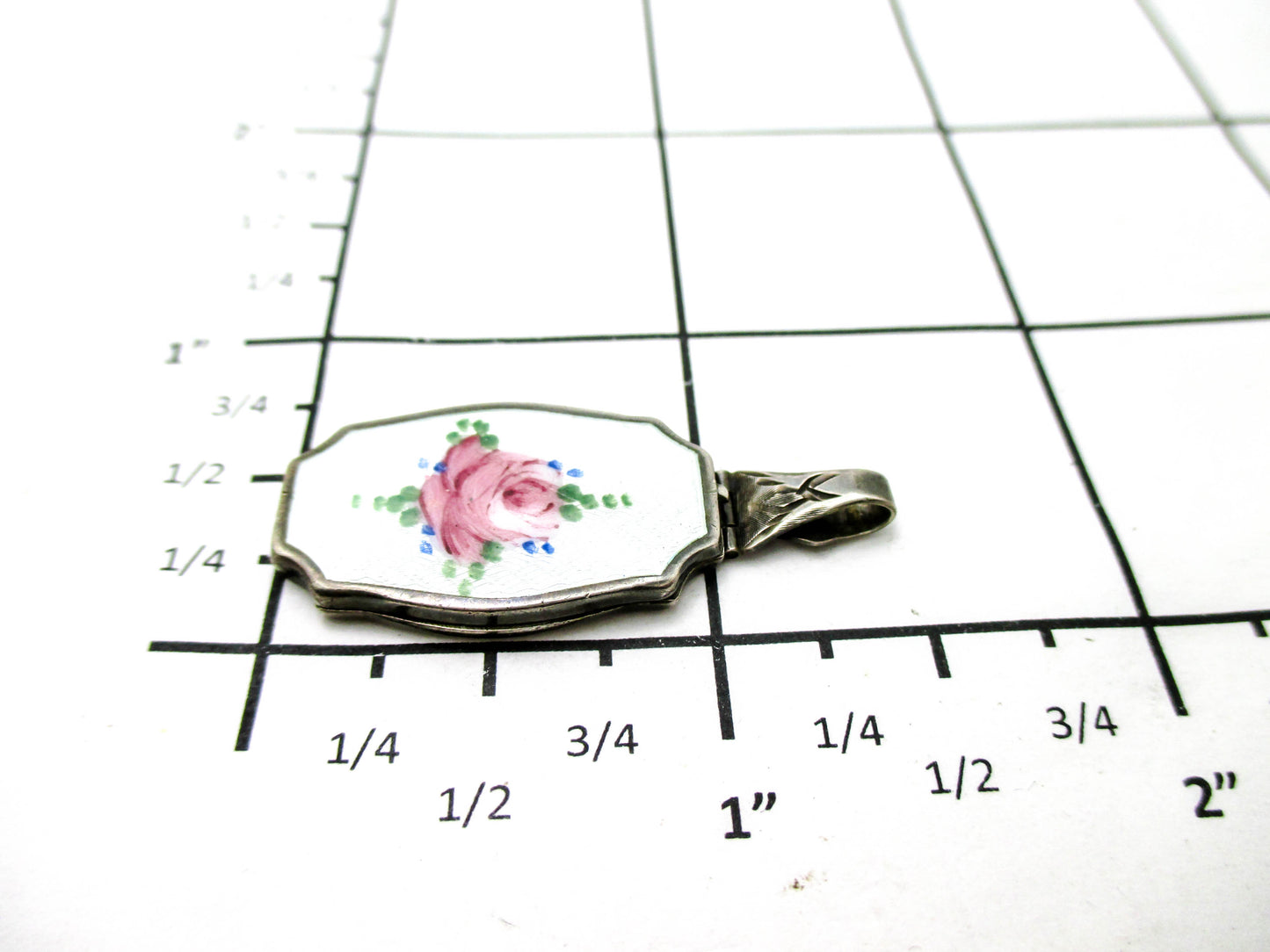 Gorgeous Sterling Silver Enamel Rose Locket