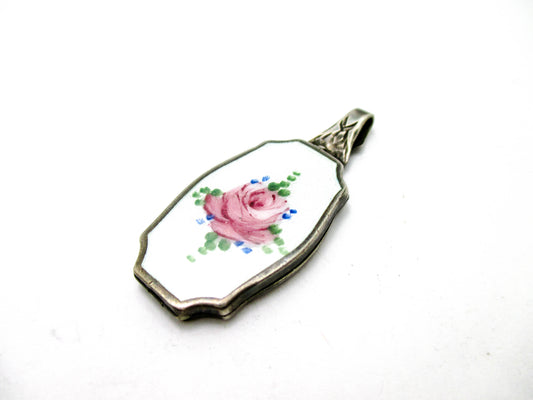 Gorgeous Sterling Silver Enamel Rose Locket