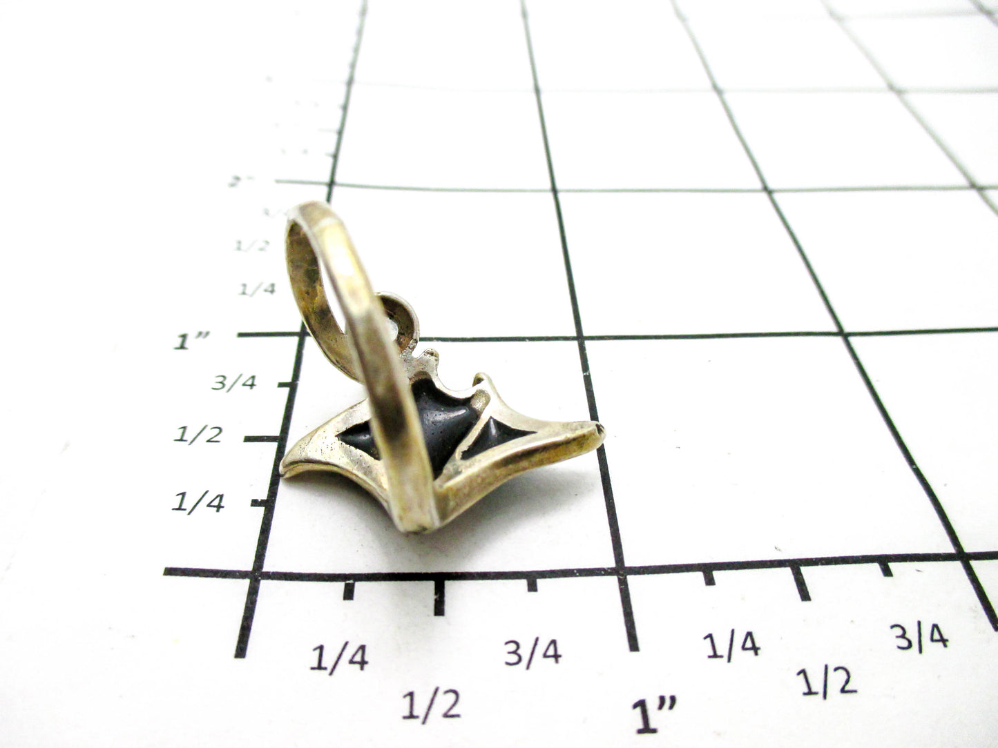 Manta Ray Sterling Silver - Rainbow Abalone Ring Size 9