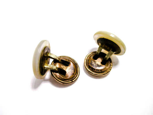 1880s Cuff Buttons - Victorian Mother of Pearl Jewelry
