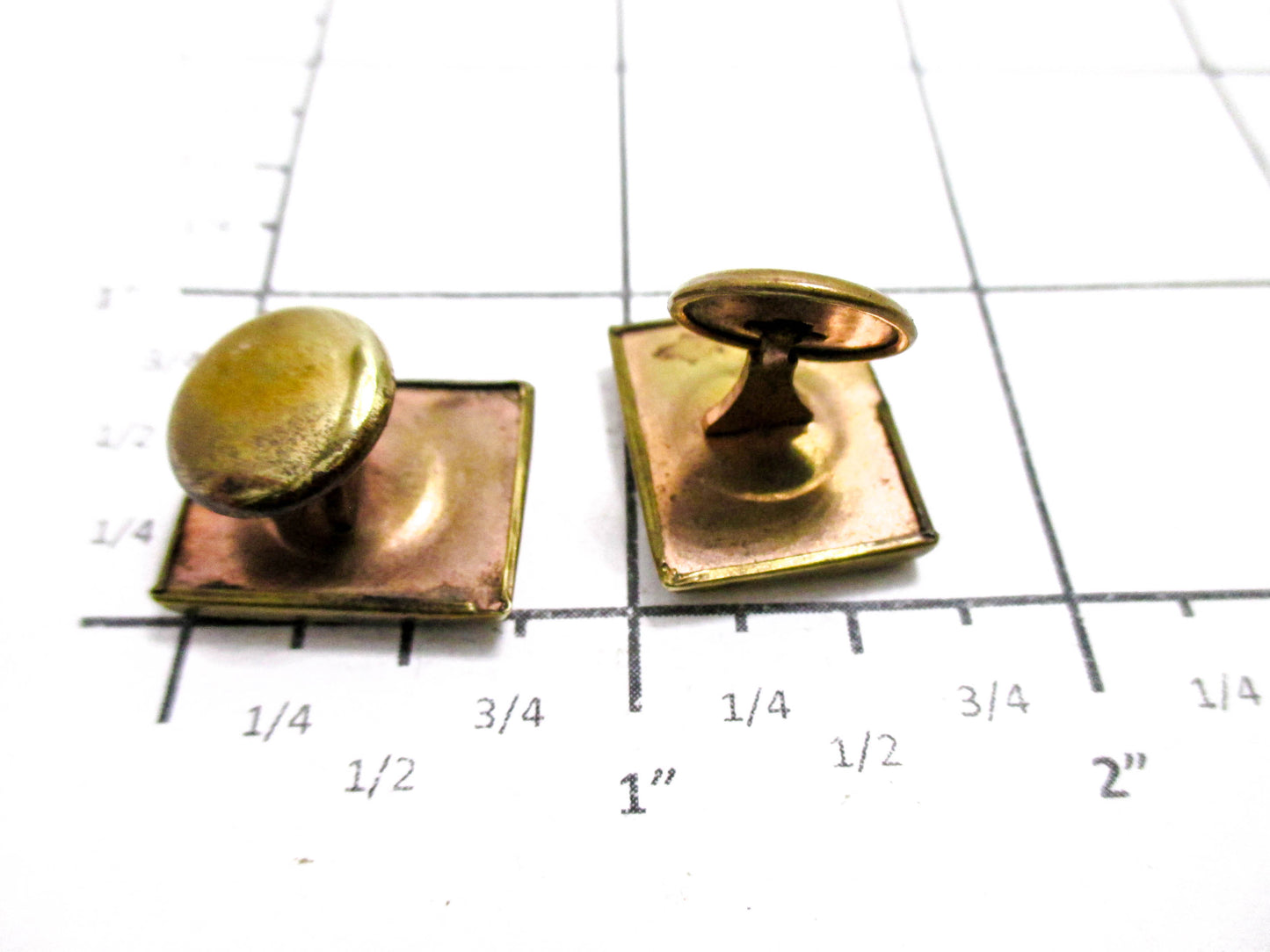 Victorian Cuff Buttons - Yellow Gold Tone, Rhombus Design