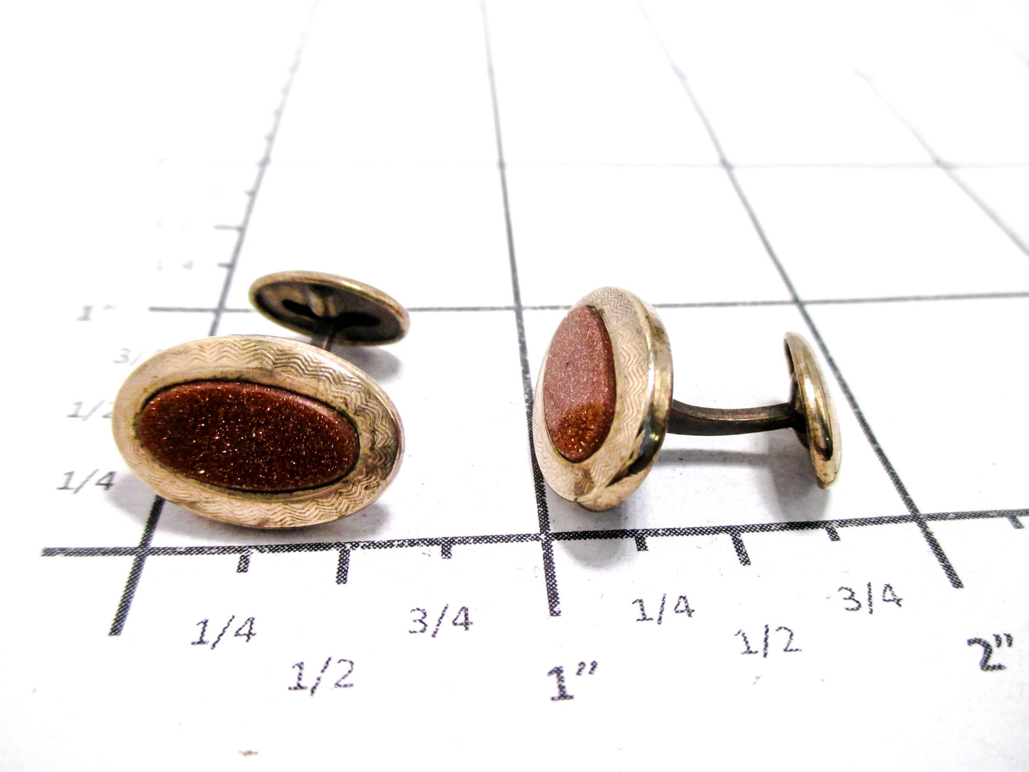 Goldstone Cufflinks - Early 1900s Edwardian Men's Fashion