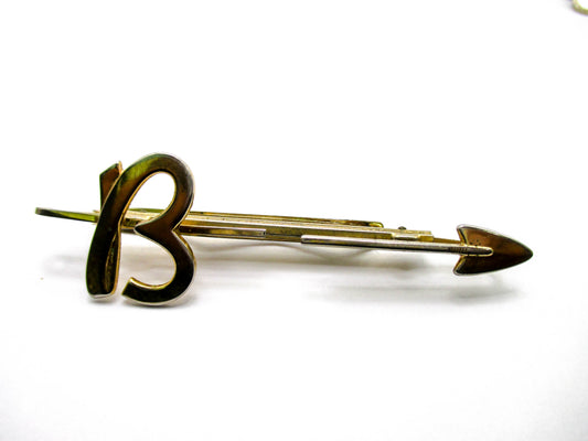 Long Arrow Tie Clasp - Letter "B" - Split EXTENDING Middle - By Hickok