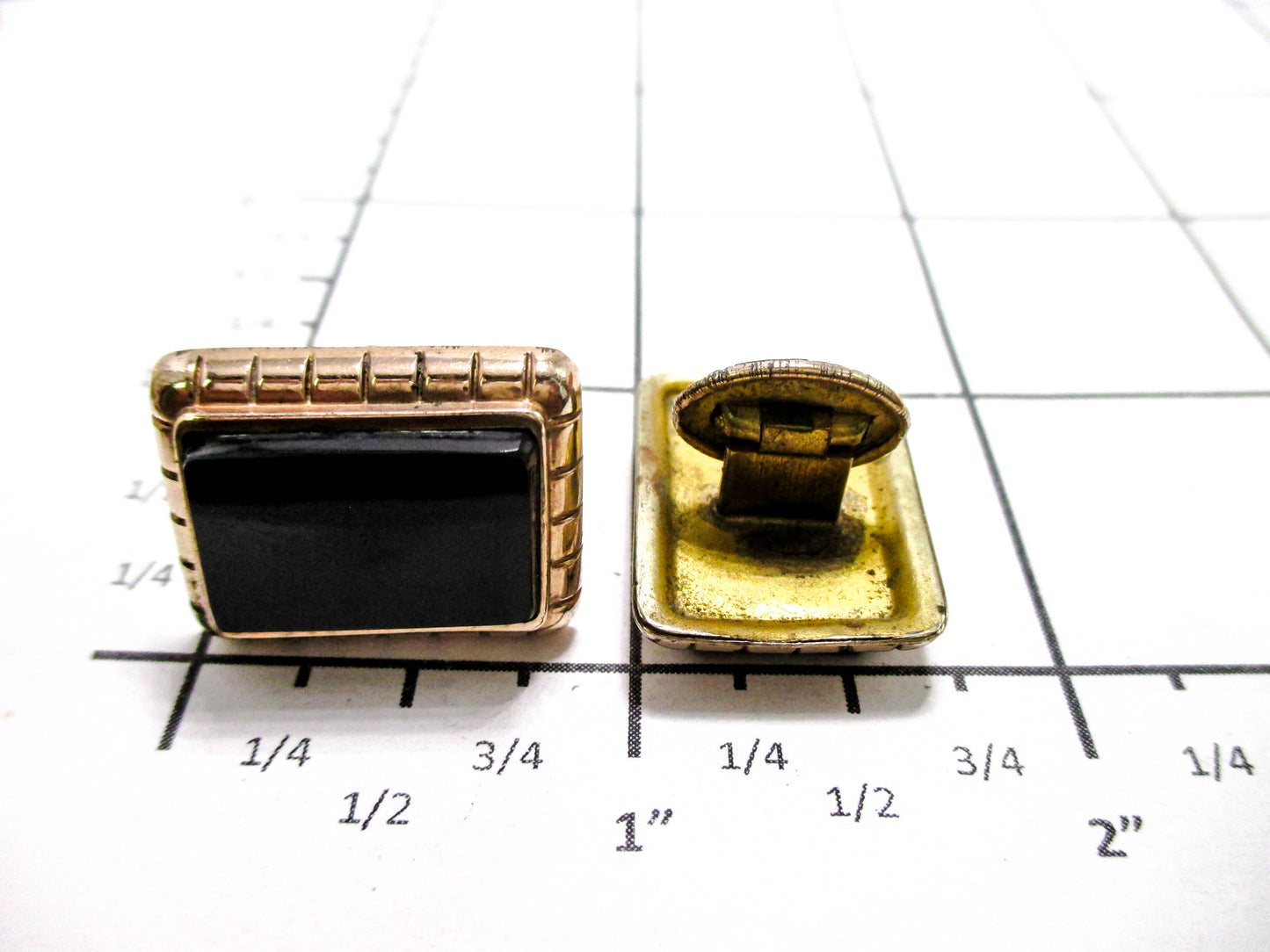 1880s Black Onyx Cuff Buttons - Victorian Cufflinks
