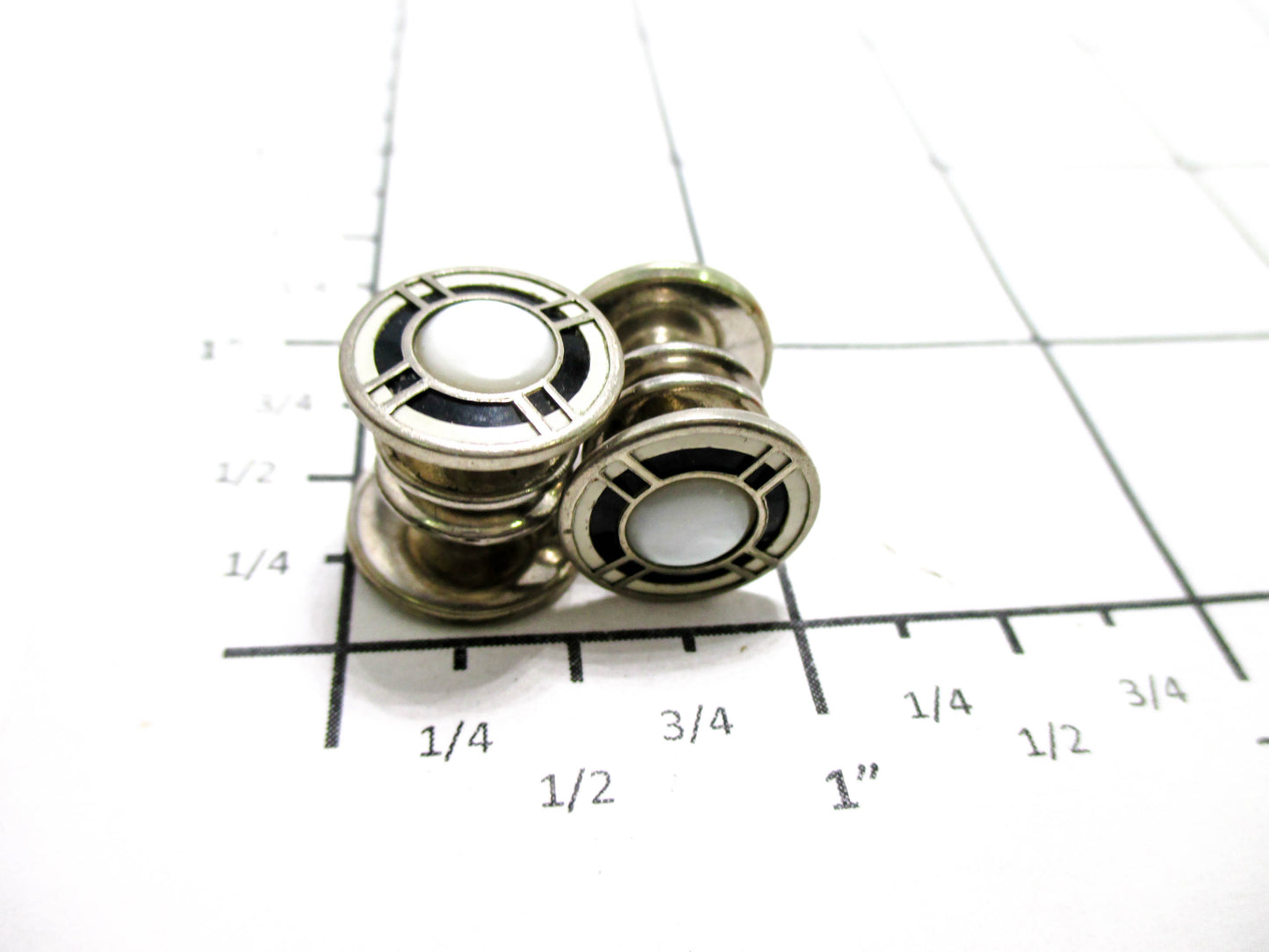 1920s Silver Tone Snap Cufflinks - Kum-A-Part Baer & Wilde