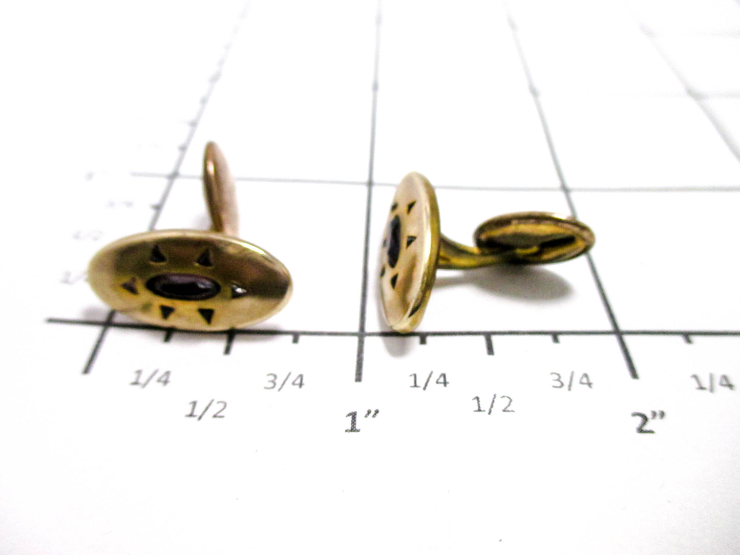 Edwardian Cufflinks - Faceted Amethyst Glass Centers and Accents