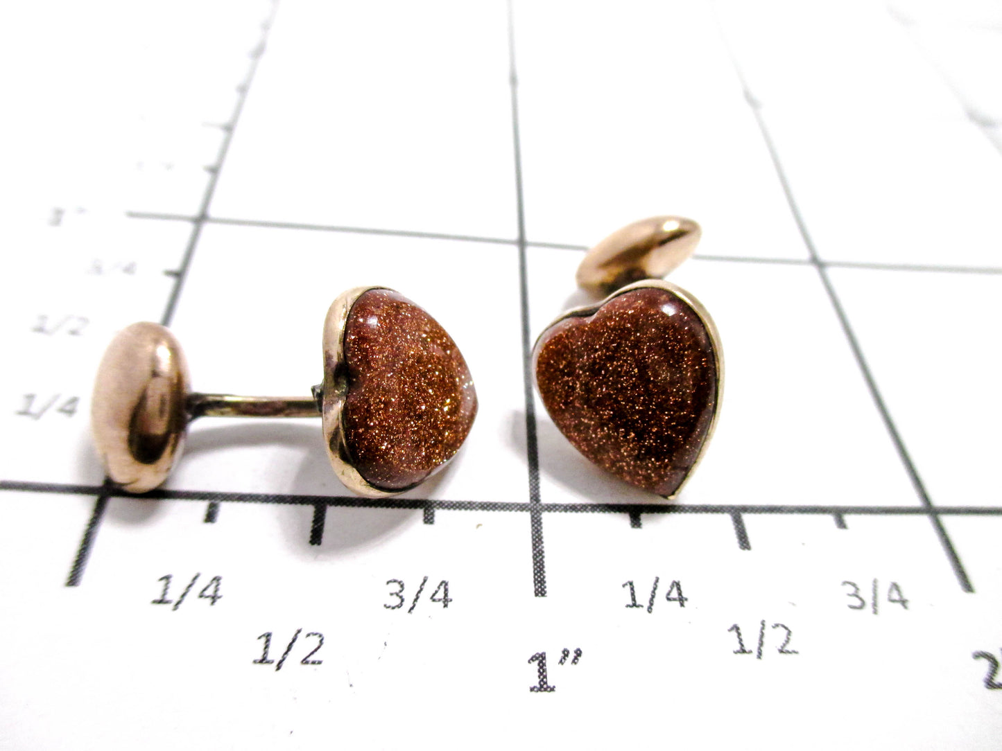 Victorian Heart Cuff Buttons - Exquisite 1800s Women's Cufflinks