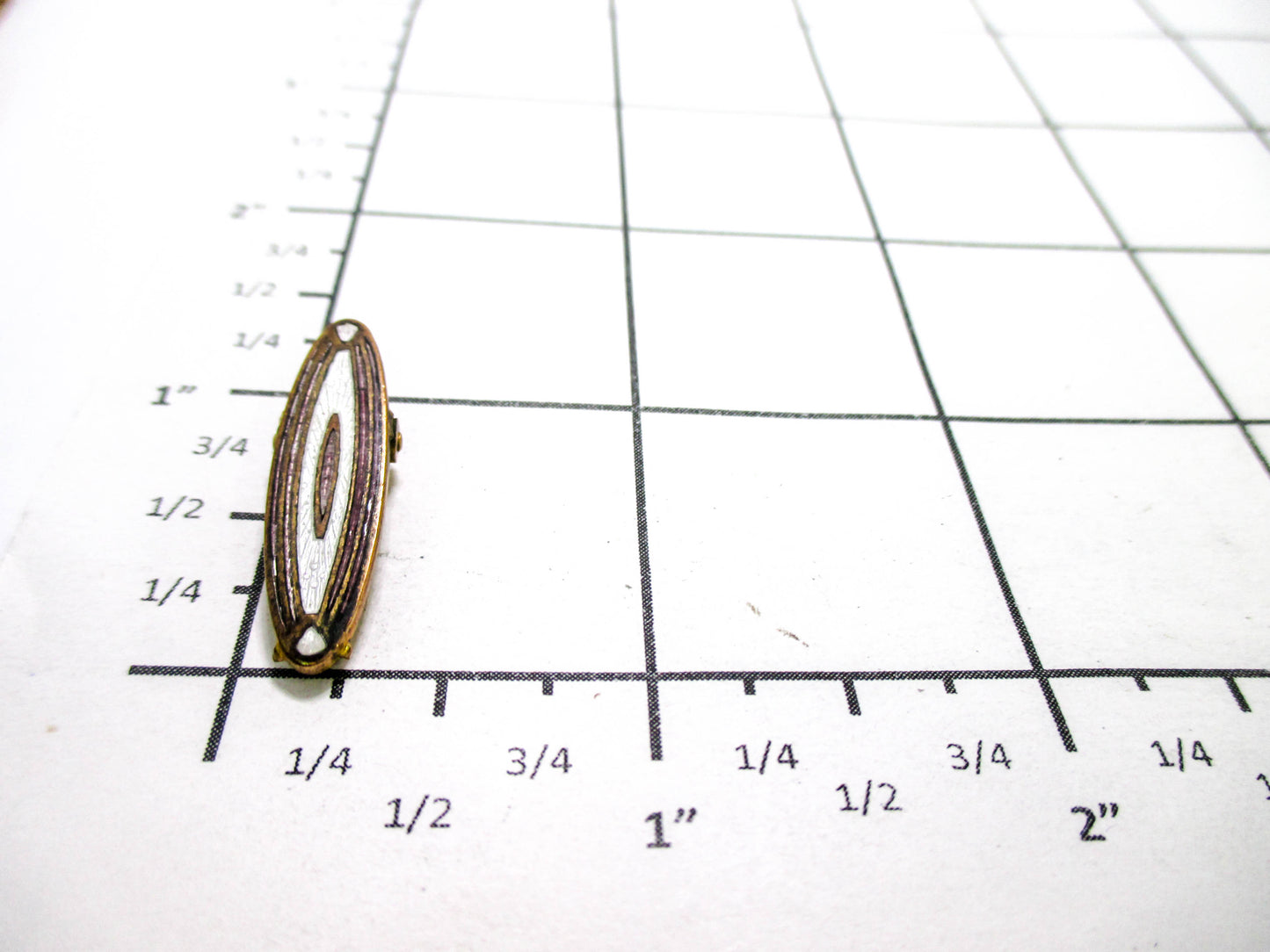 Short Gold Tone Tie Clip with Antique Enameling