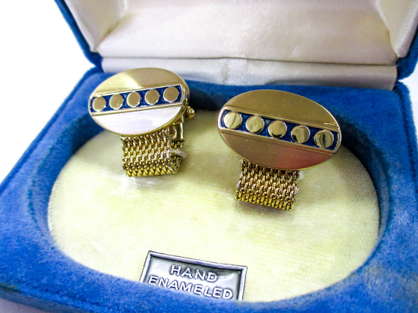 Vintage Blue Enamel Wraparound Cufflinks by Hickok