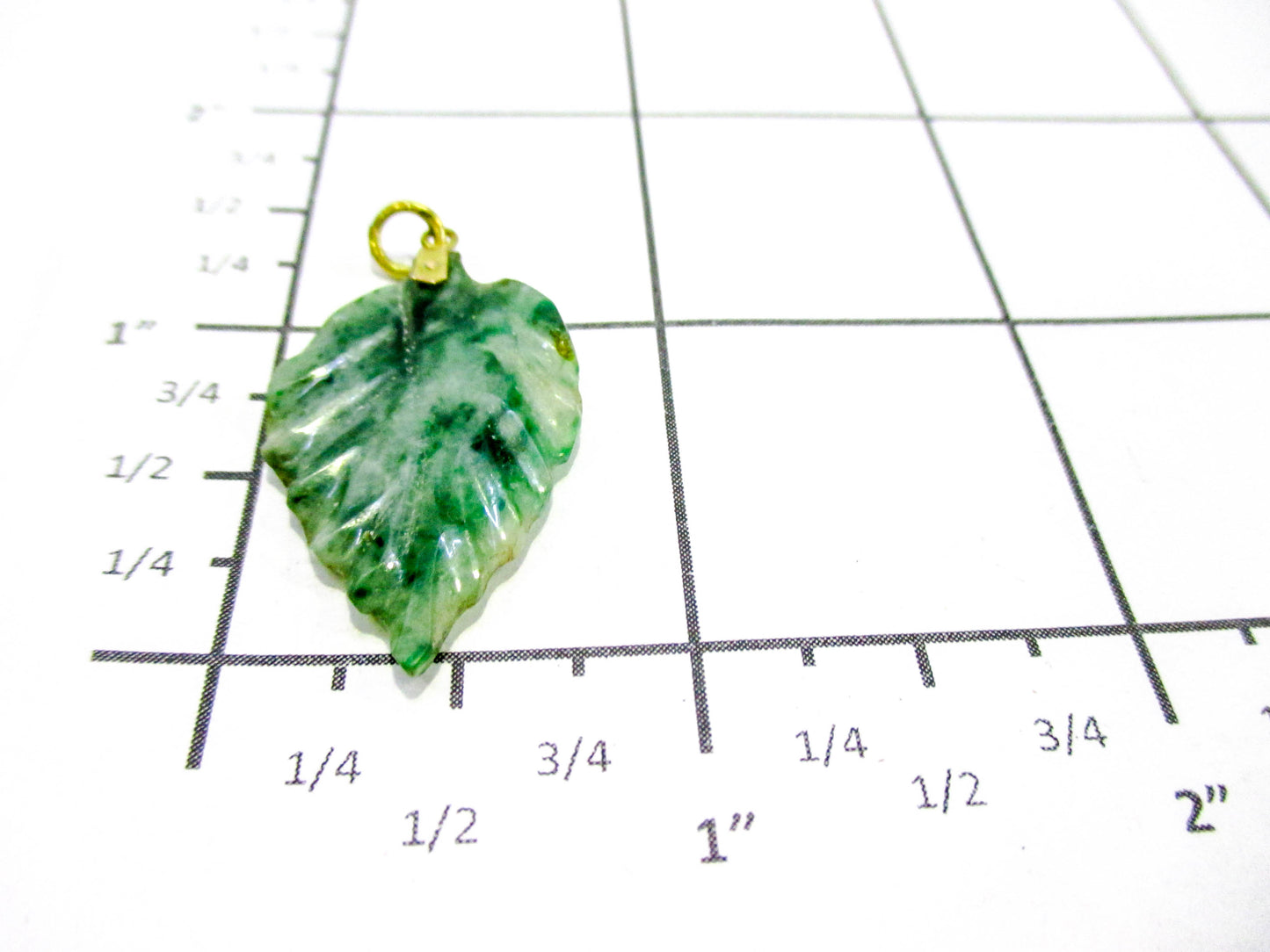 14K Nephrite Jade Leaf Pendant