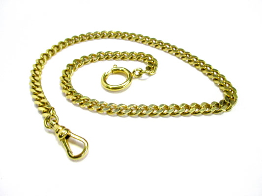 High Gold Tone Watch Chain - Spring Ring and Dog Clip - 12 Inches