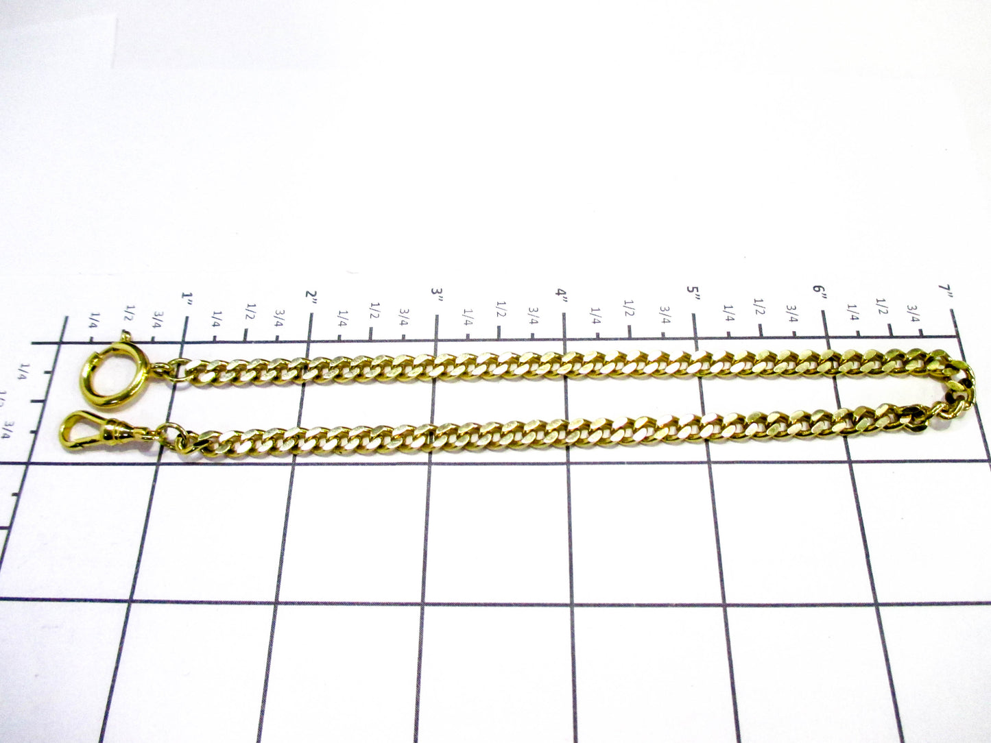 High Gold Tone Watch Chain - Spring Ring and Dog Clip - 12 Inches