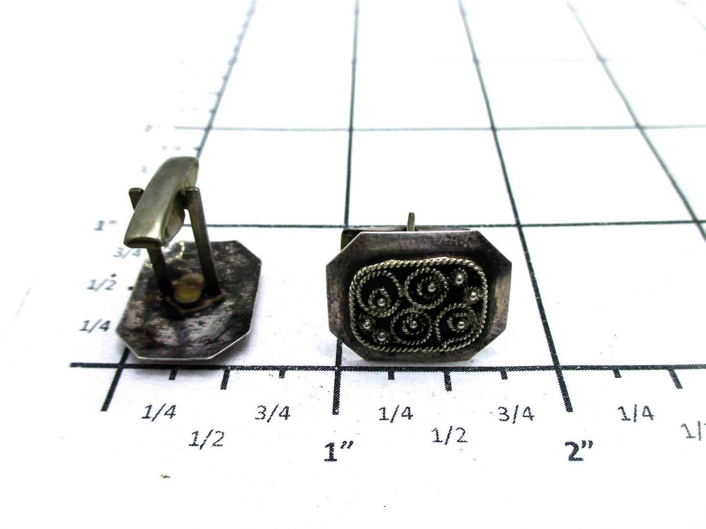 Silver Ethnic Design Vintage Cufflinks
