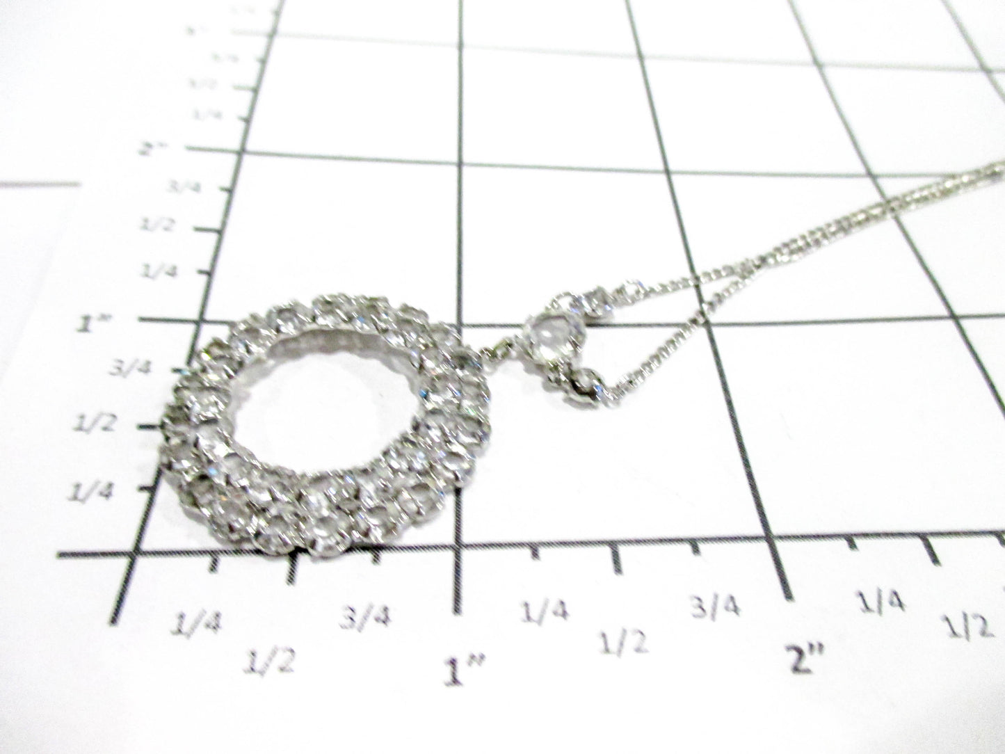 Silver Tone Cubic Zirconia - Halo Necklace