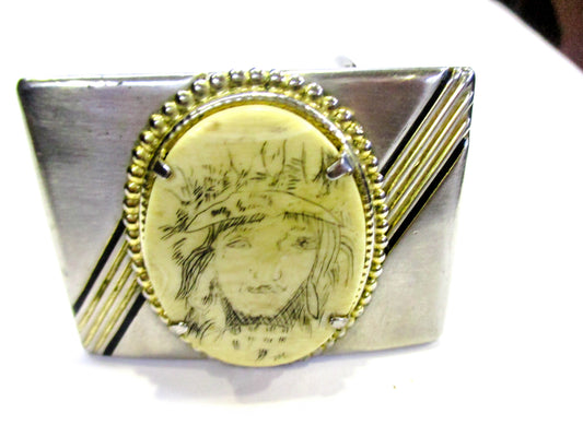 Signed Scrimshaw Belt Buckle - You Name The Scene