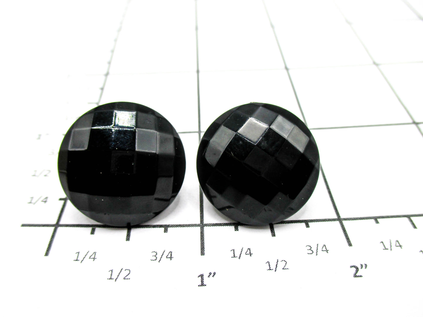 Black Faceted Glass Ear Clips - Vintage Gothic or Mourning Clip-on earrings
