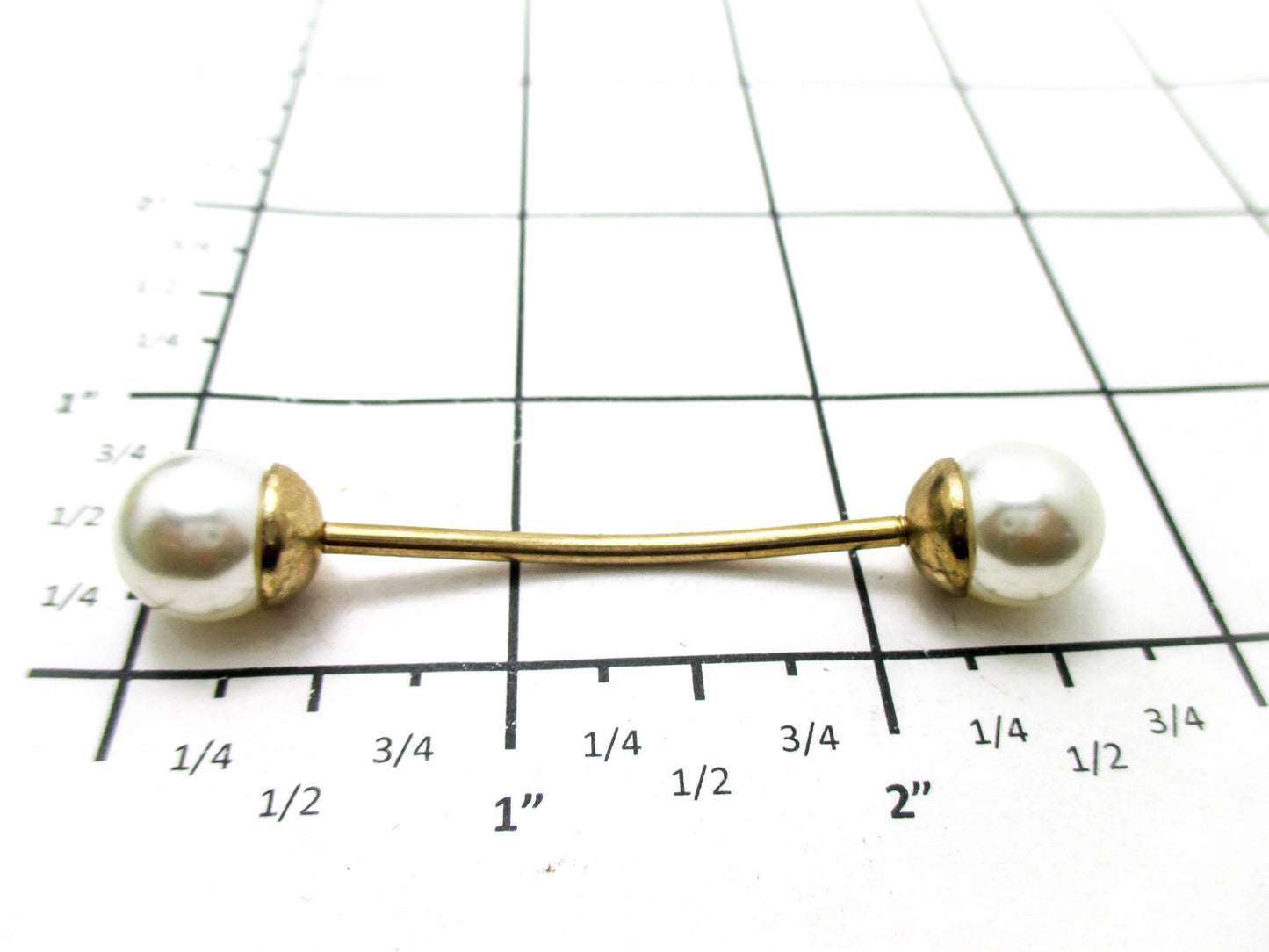 Collar Bar - One of a Kind - Very Vintage Large Pearl Style Ends