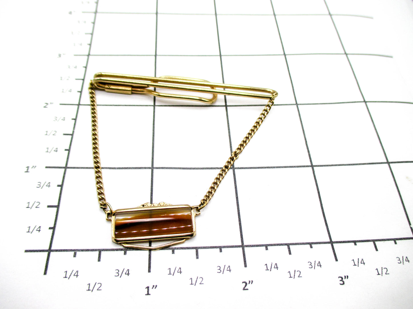 Banded Agate Chained Tie Keeper - Natural Stone Men's Accessories