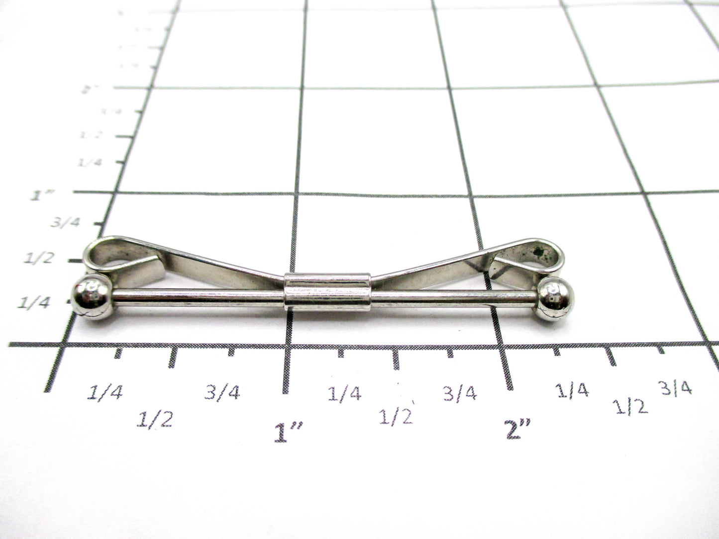 Silver Tone Collar Bar - Ball Ends - Smooth Bar Style - 2 1/4"