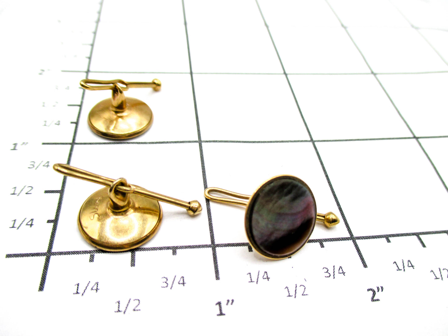 Mid-Century Gold Filled Abalone Shell Formal Shirt Studs