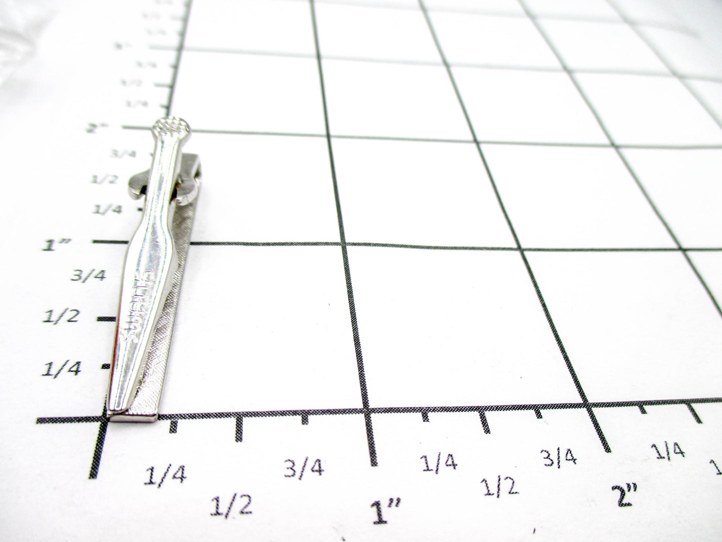 Short Tie Clip - Silver Tone - Scrolled with Matte Finish