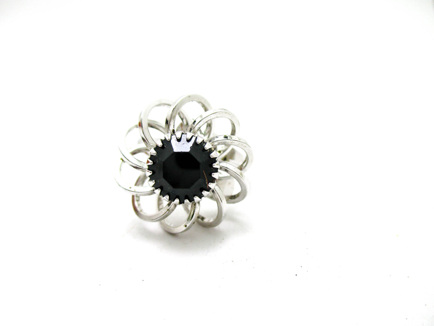 Sarah Coventry Ring - Beautiful Faceted Black Glass
