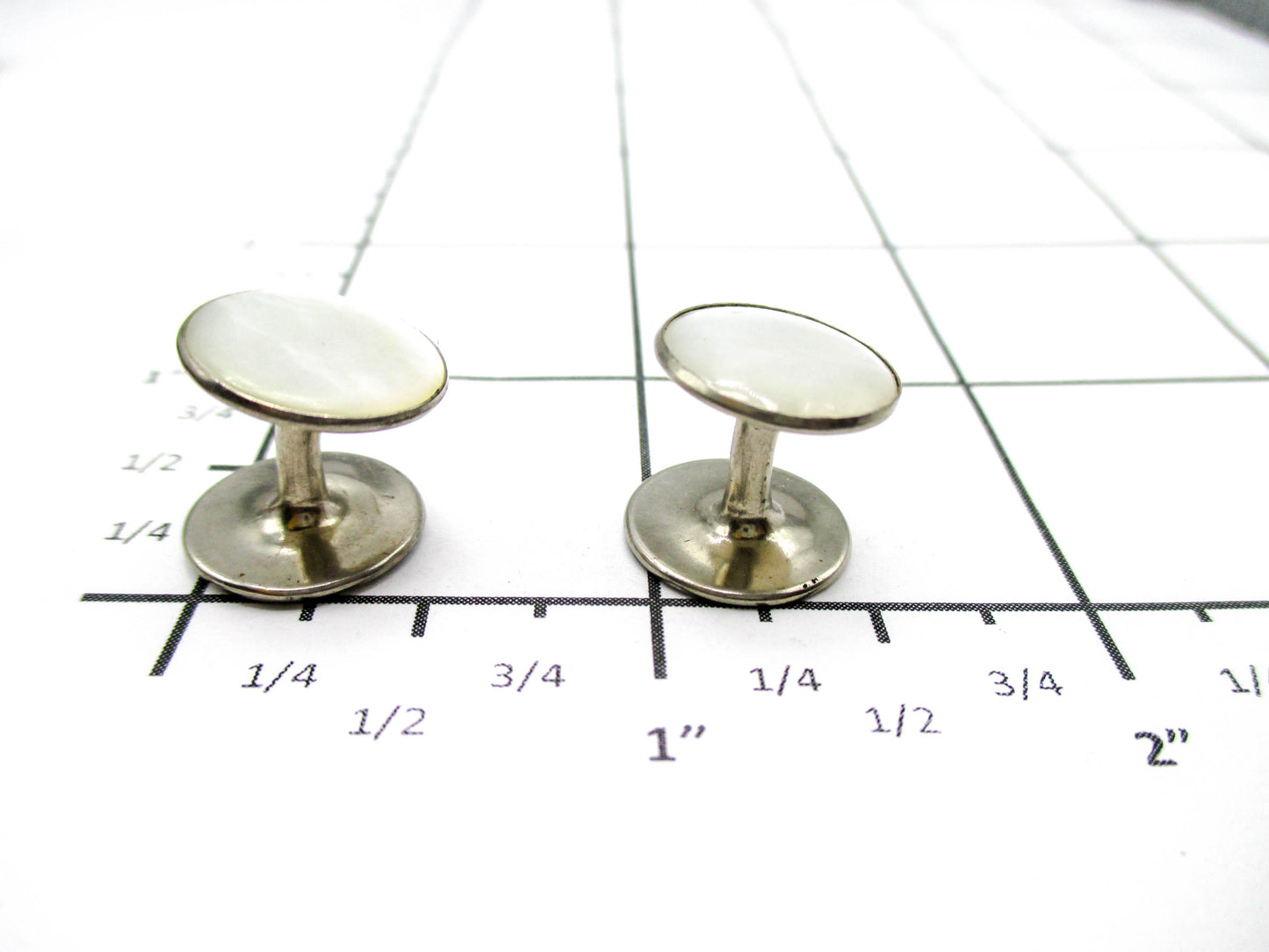 1930s Solid Stud Cufflinks - Art Deco Mother of Pearl Jewelry