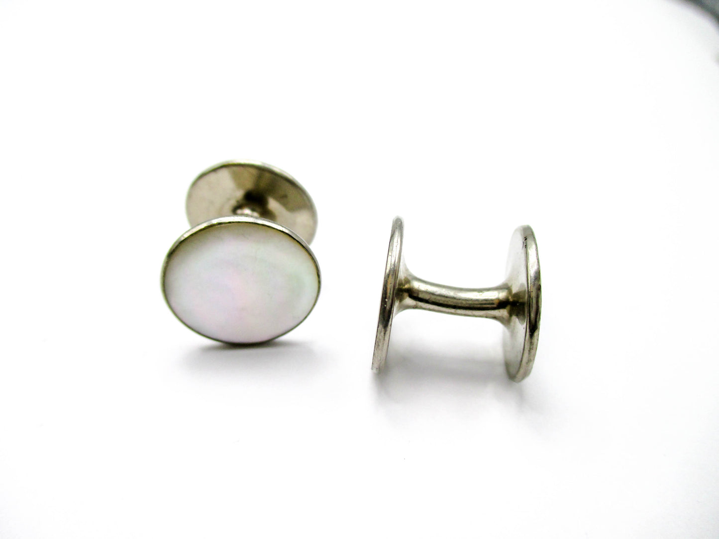 1930s Solid Stud Cufflinks - Art Deco Mother of Pearl Jewelry