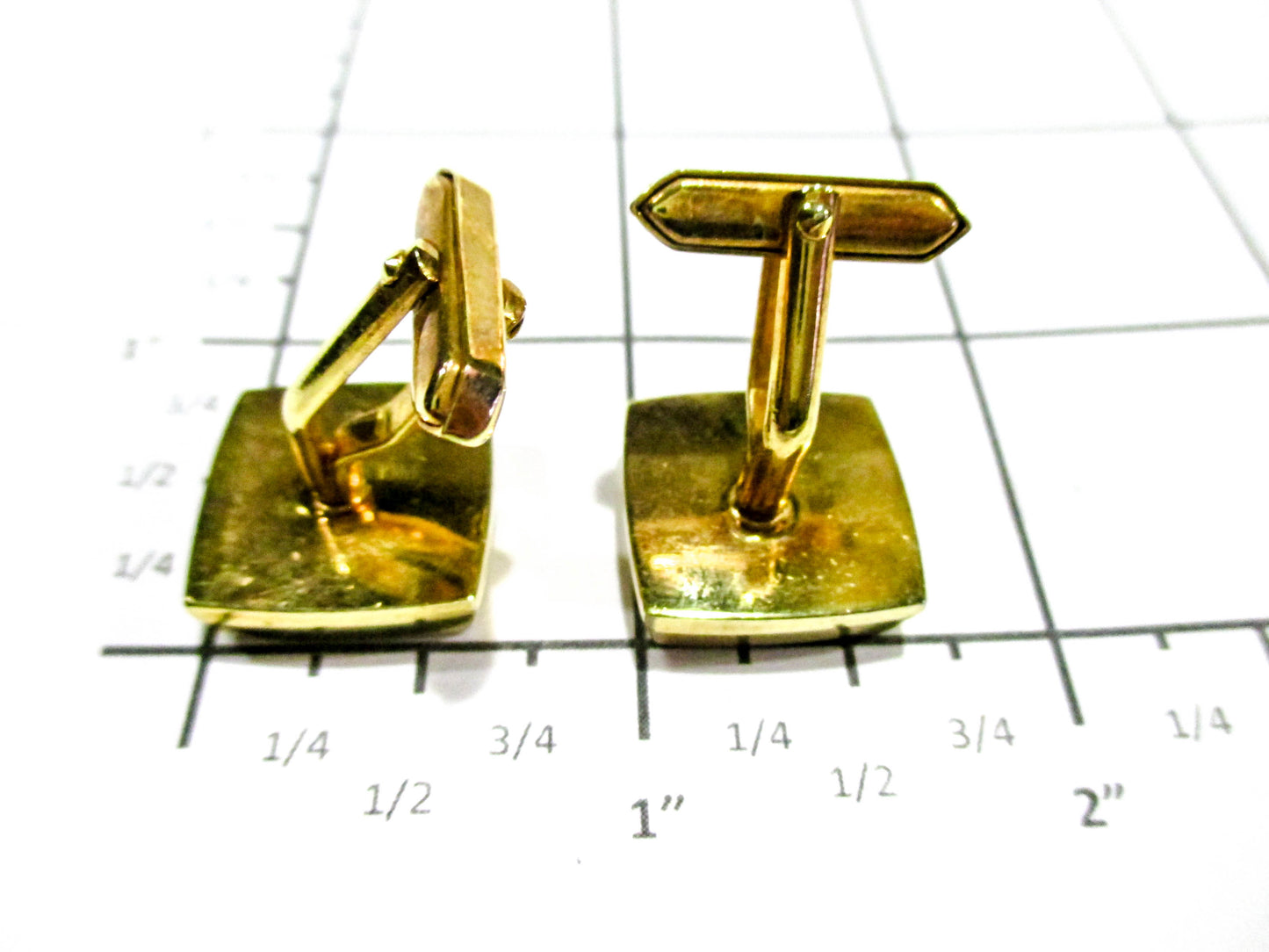 Heavy Gold Plate Cufflinks - Bright Gold With Plain Matte Finish