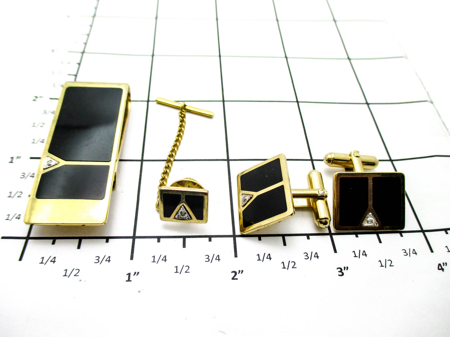 Diamond Gentleman's Set - Cufflinks, Lapel Pin, Money Clip
