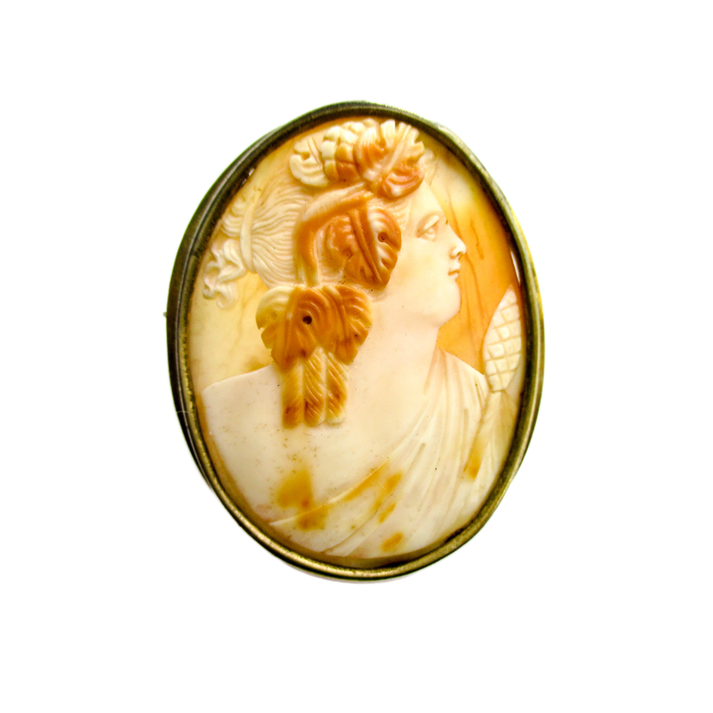 Antique Bacchante or Ariadne, With Her Thyrsus Cameo Brooch