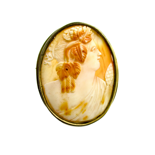Antique Bacchante or Ariadne, With Her Thyrsus Cameo Brooch