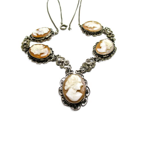 Mid 20th Century Cameo Necklace - WWII Souvenir