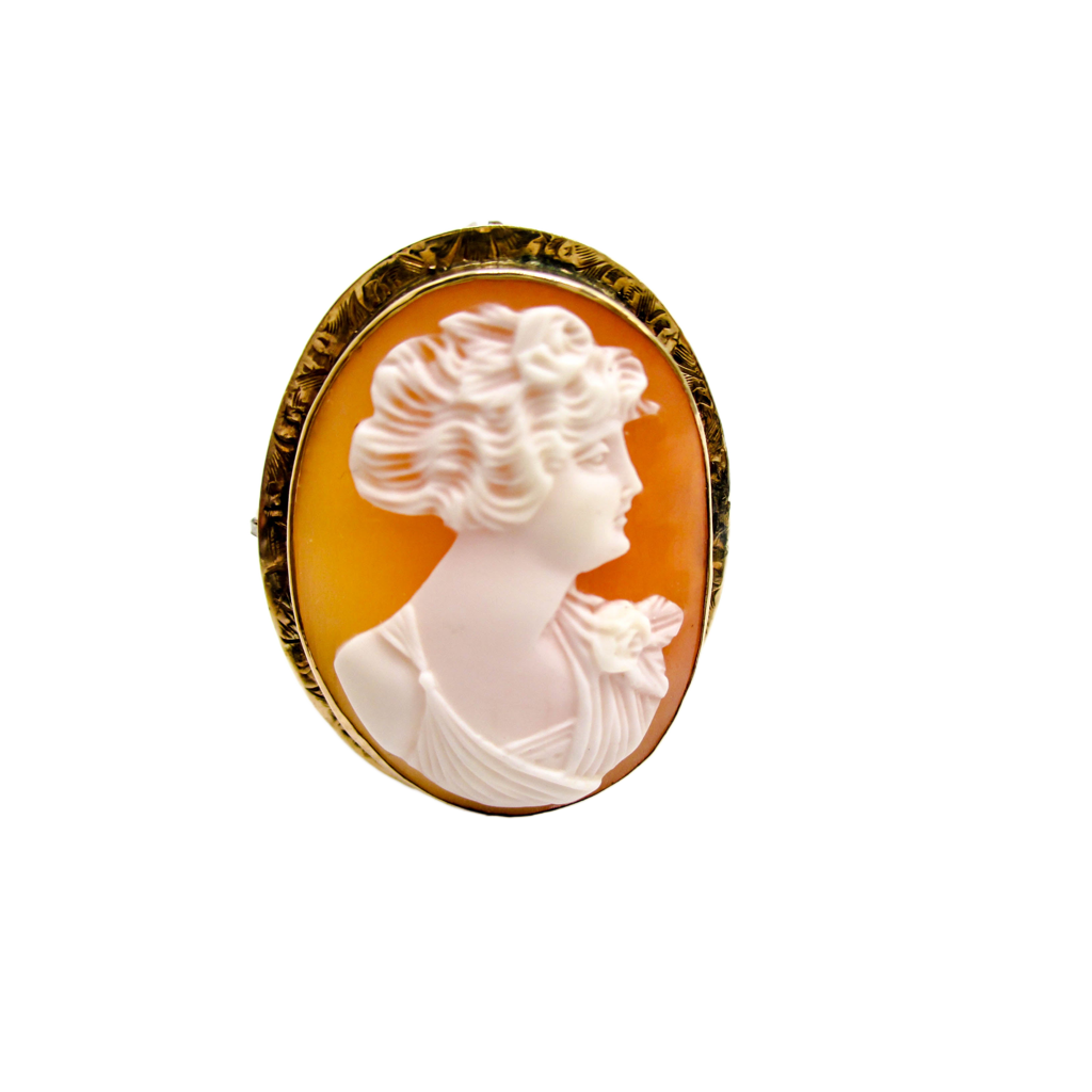 Carved Shell Cameo Brooch Pendant - Authentic Vintage