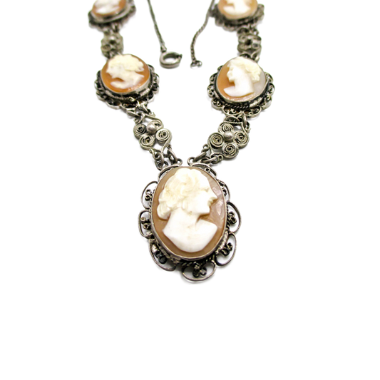 Mid 20th Century Cameo Necklace - WWII Souvenir