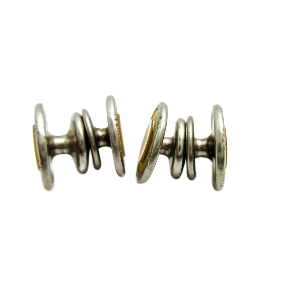 1920s Gold and Silver Tone Snap Cufflinks - Abalone Centers