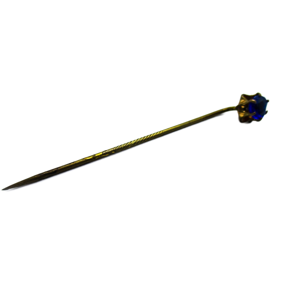 Antique Cravat Pin - Faceted Blue Glass Stick Pin