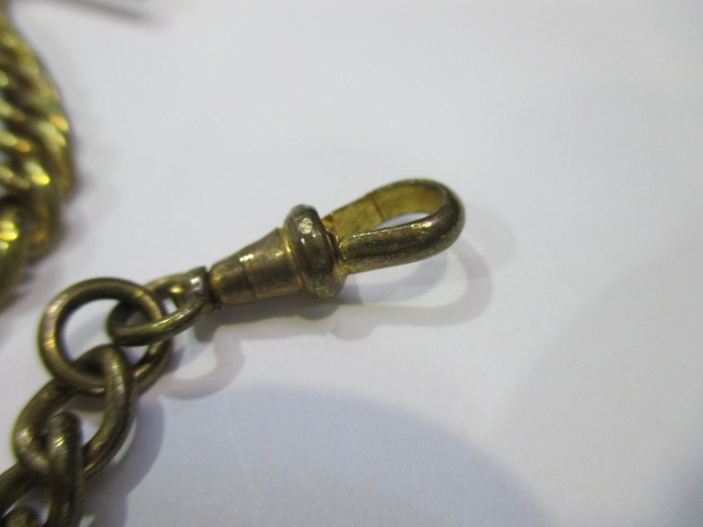 Antique Double Albert Watch Chain - Glass Intaglio Drop