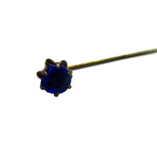 Antique Cravat Pin - Faceted Blue Glass Stick Pin