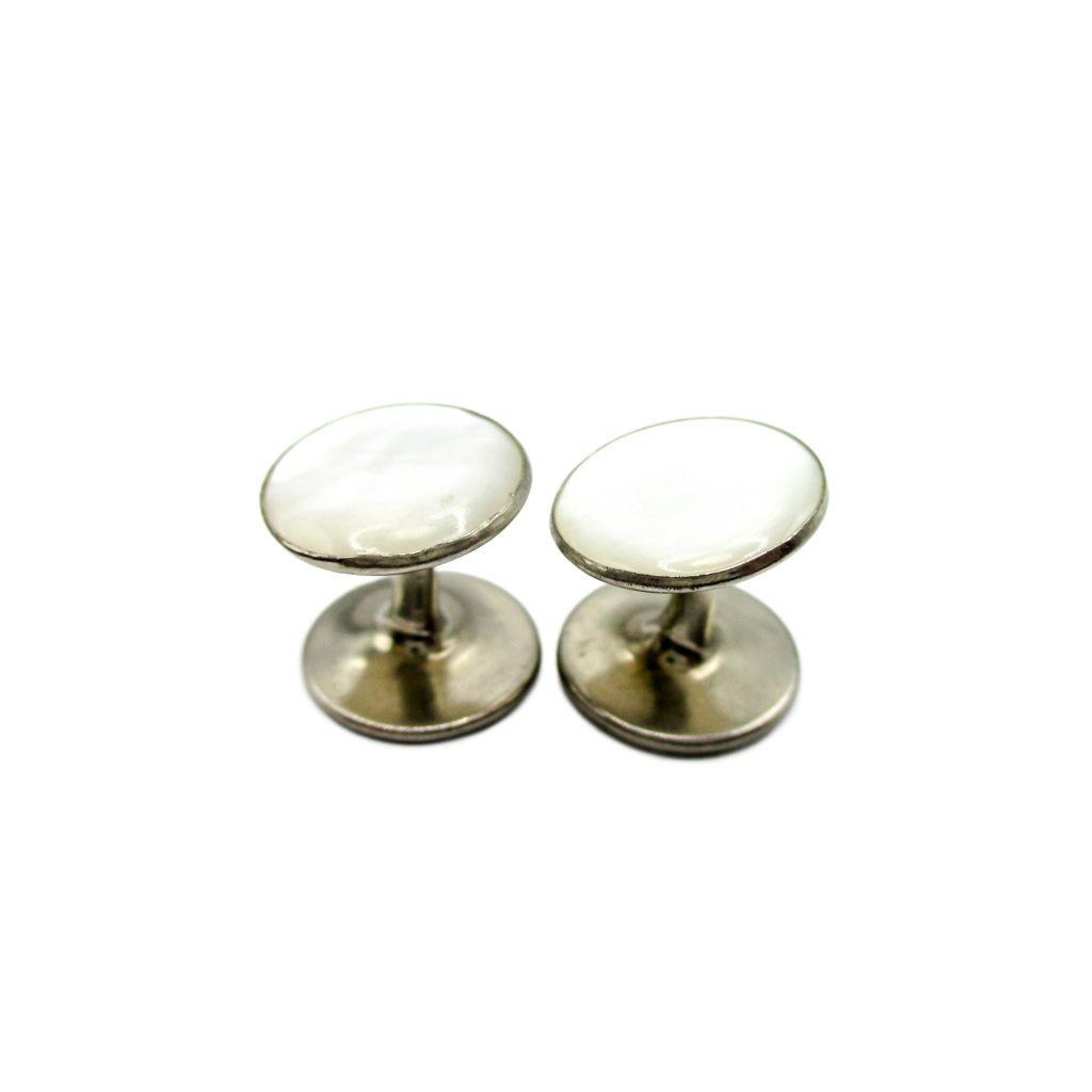 1930s Solid Stud Cufflinks - Art Deco Mother of Pearl Jewelry
