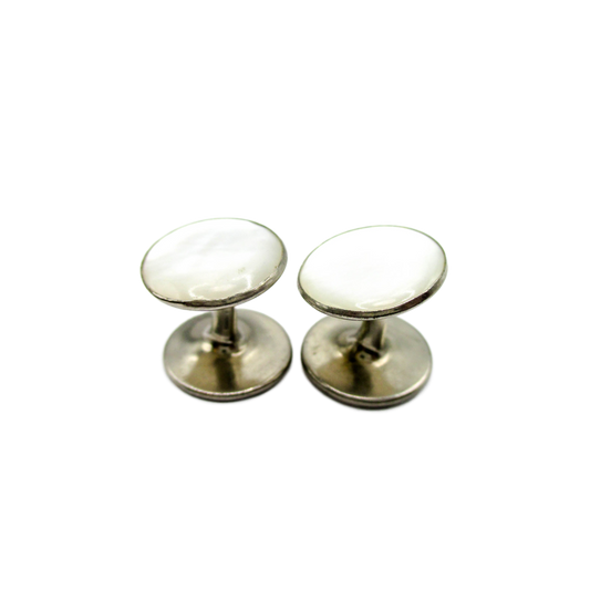 1930s Solid Stud Cufflinks - Art Deco Mother of Pearl Jewelry
