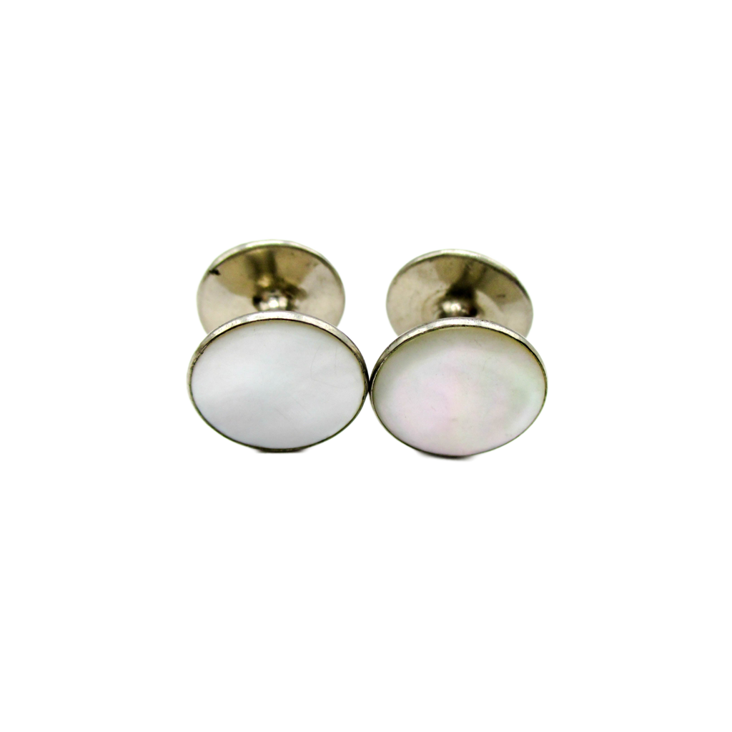 1930s Solid Stud Cufflinks - Art Deco Mother of Pearl Jewelry