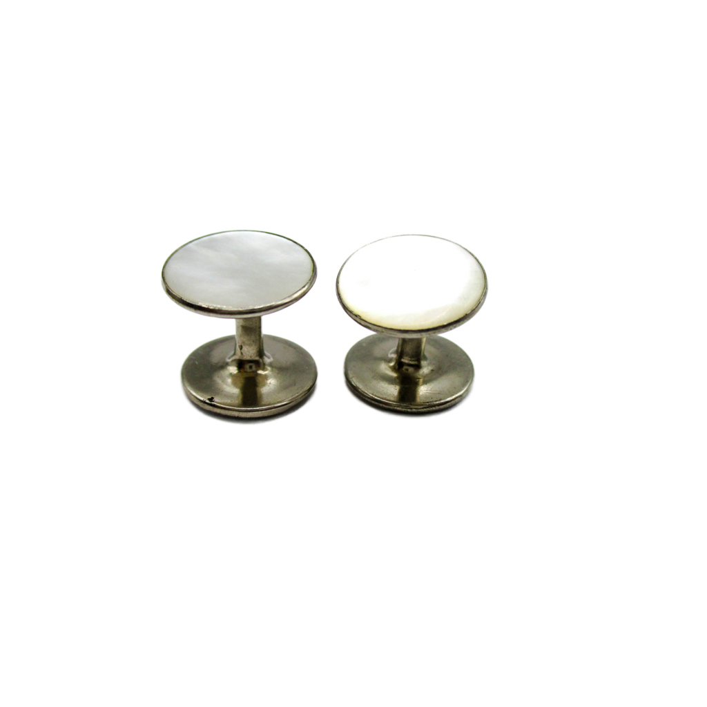 1930s Solid Stud Cufflinks - Art Deco Mother of Pearl Jewelry