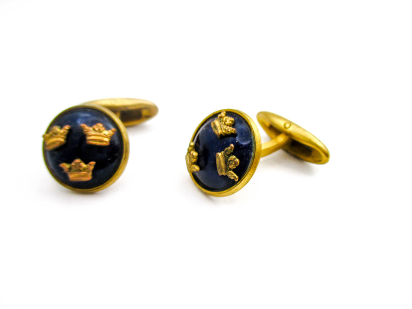 Vintage Sporrong Sweden Three Crown Enamel Cufflinks
