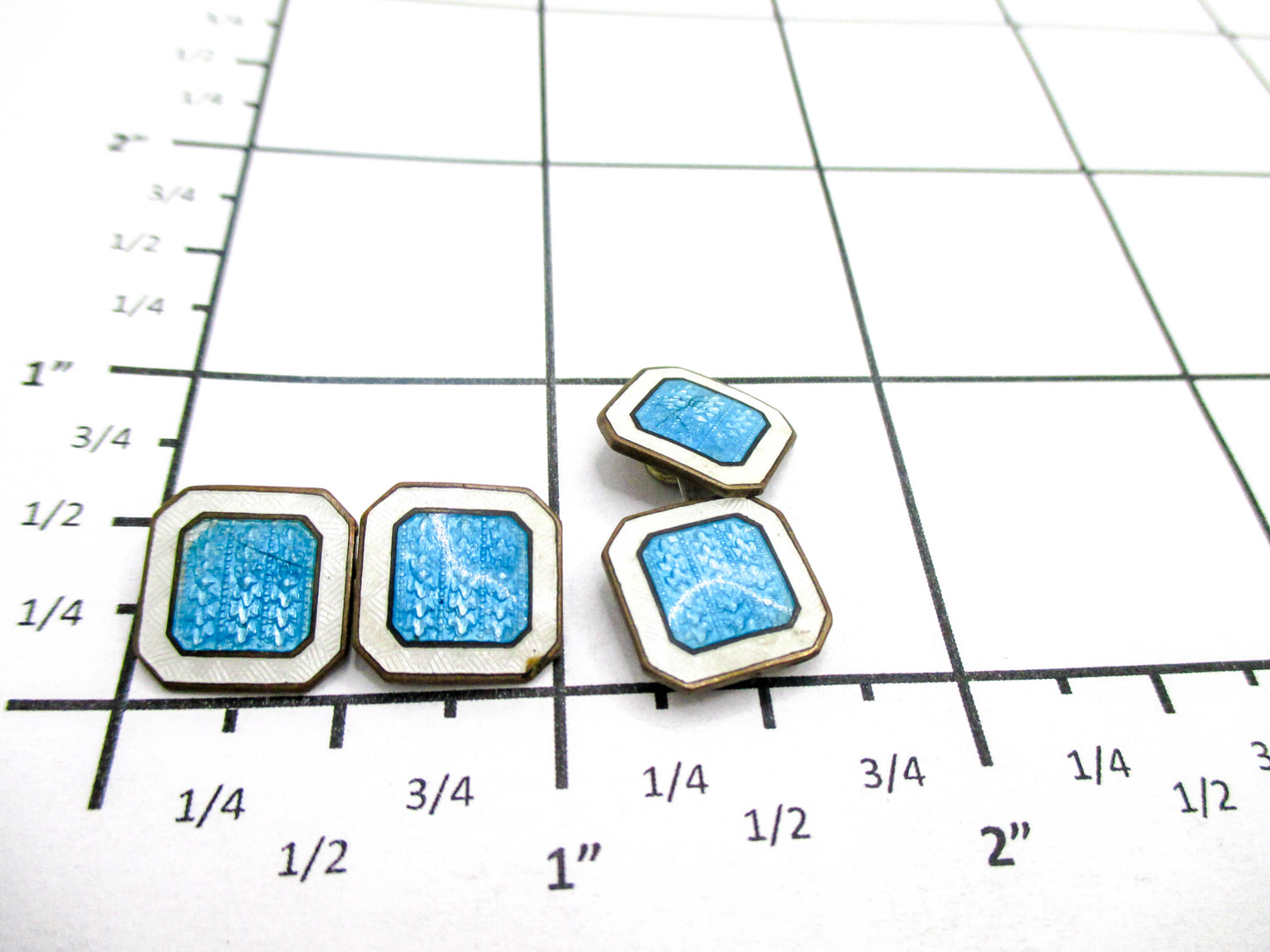 Art Deco Blue and White Vitreous Enamel Cufflinks