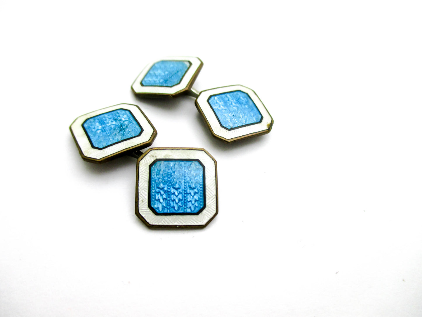 Art Deco Blue and White Vitreous Enamel Cufflinks