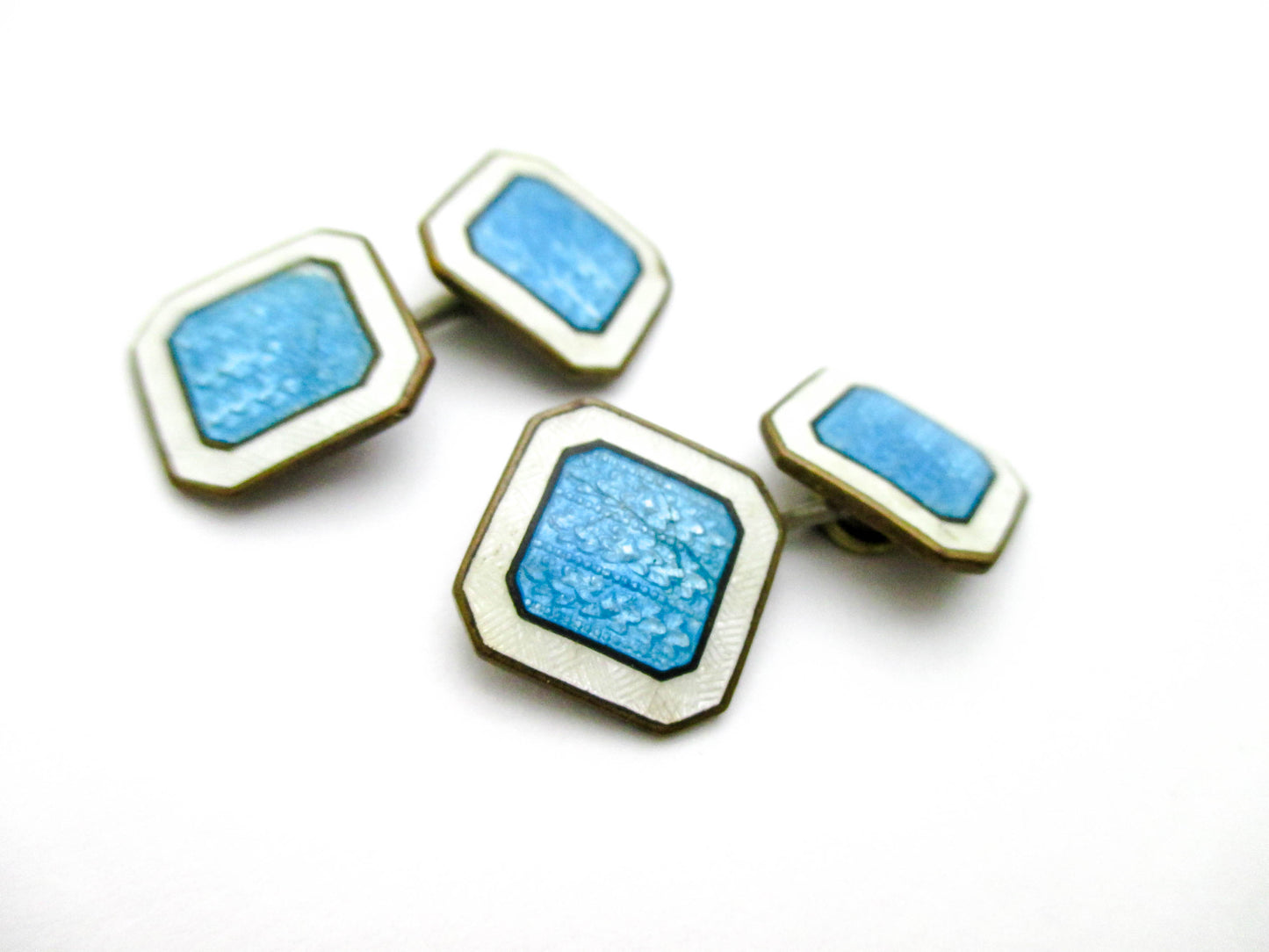 Art Deco Blue and White Vitreous Enamel Cufflinks