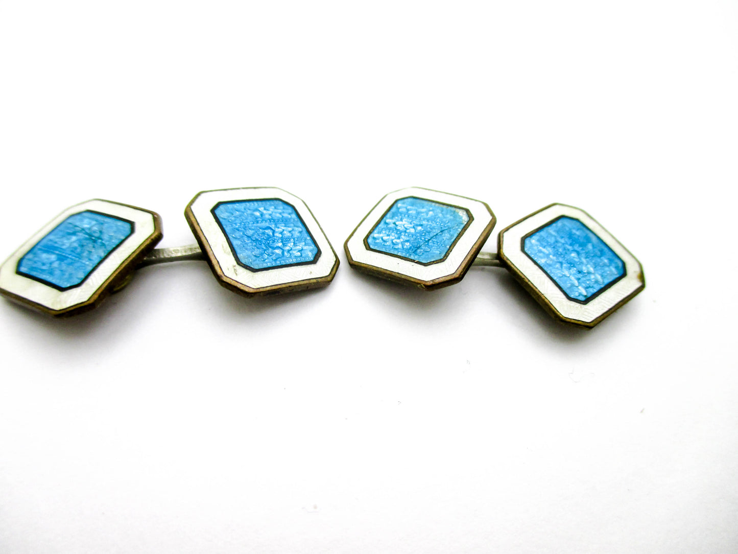 Art Deco Blue and White Vitreous Enamel Cufflinks