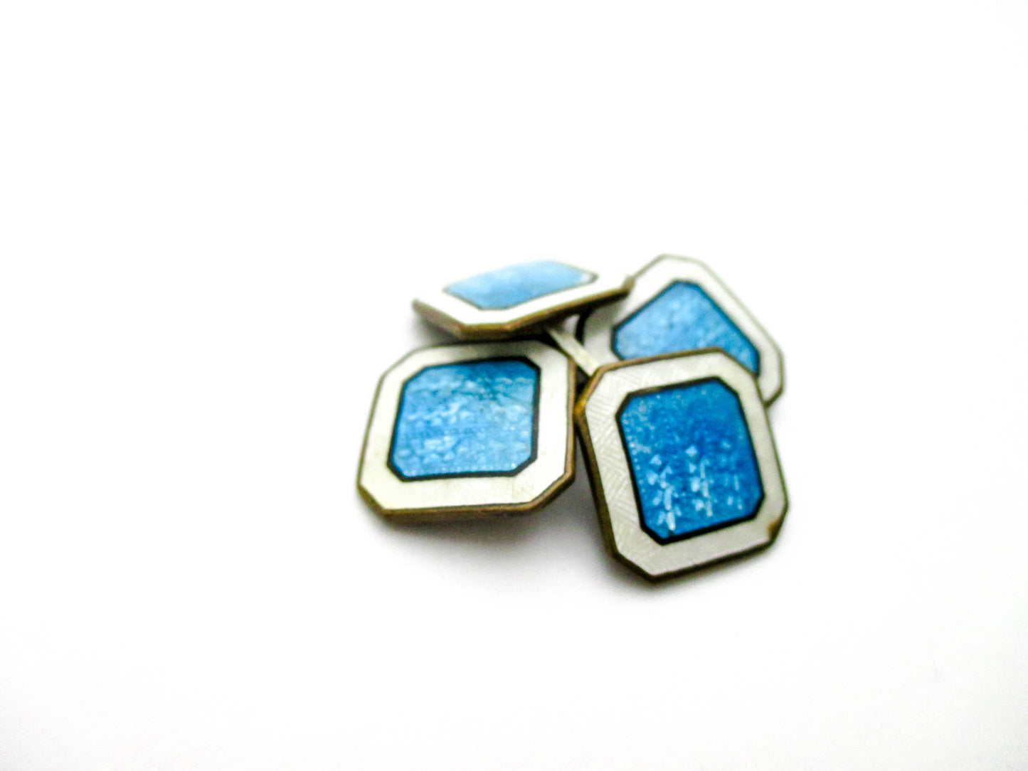 Art Deco Blue and White Vitreous Enamel Cufflinks