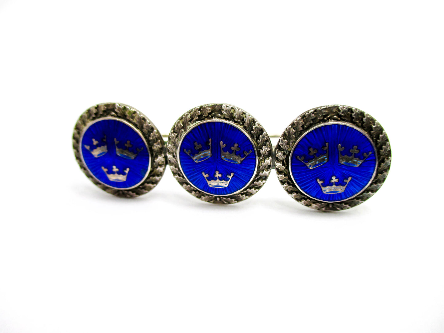 Sweden Collectible - Tre Kronor 3 Crown Silver Blue Enamel Brooch Pin